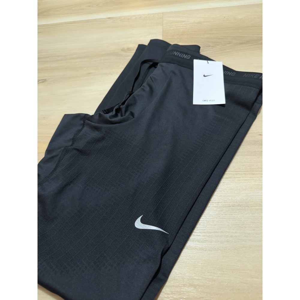 Nike Dri-FIT Men's Tight Fit Running Pants Black XL Drawstring Logo CZ8823-010